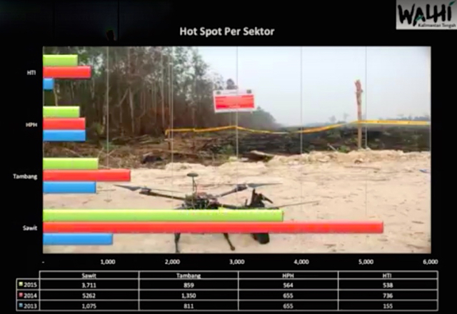 Ini sektor penyumbang titik api di Kalimantan Tengah dalam kebakaran tahun ini. Sumber: Walhi