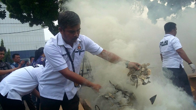 Pemusnahan organ satwa dilindungi sitaan di Mabes Polri. Foto: Indra Nugraha