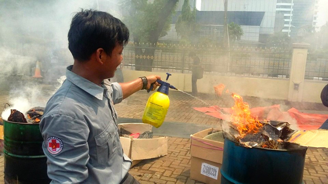 Pemusnahan satwa dilindungi hasil sitaan Polri di Mabes Polri. Foto: Indra Nugraha
