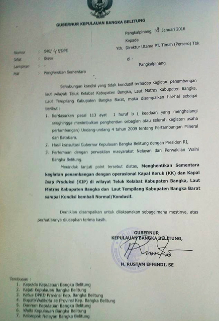SPS operasi tambang laut di tiga perairan Bangka. Foto: Walhi Babel