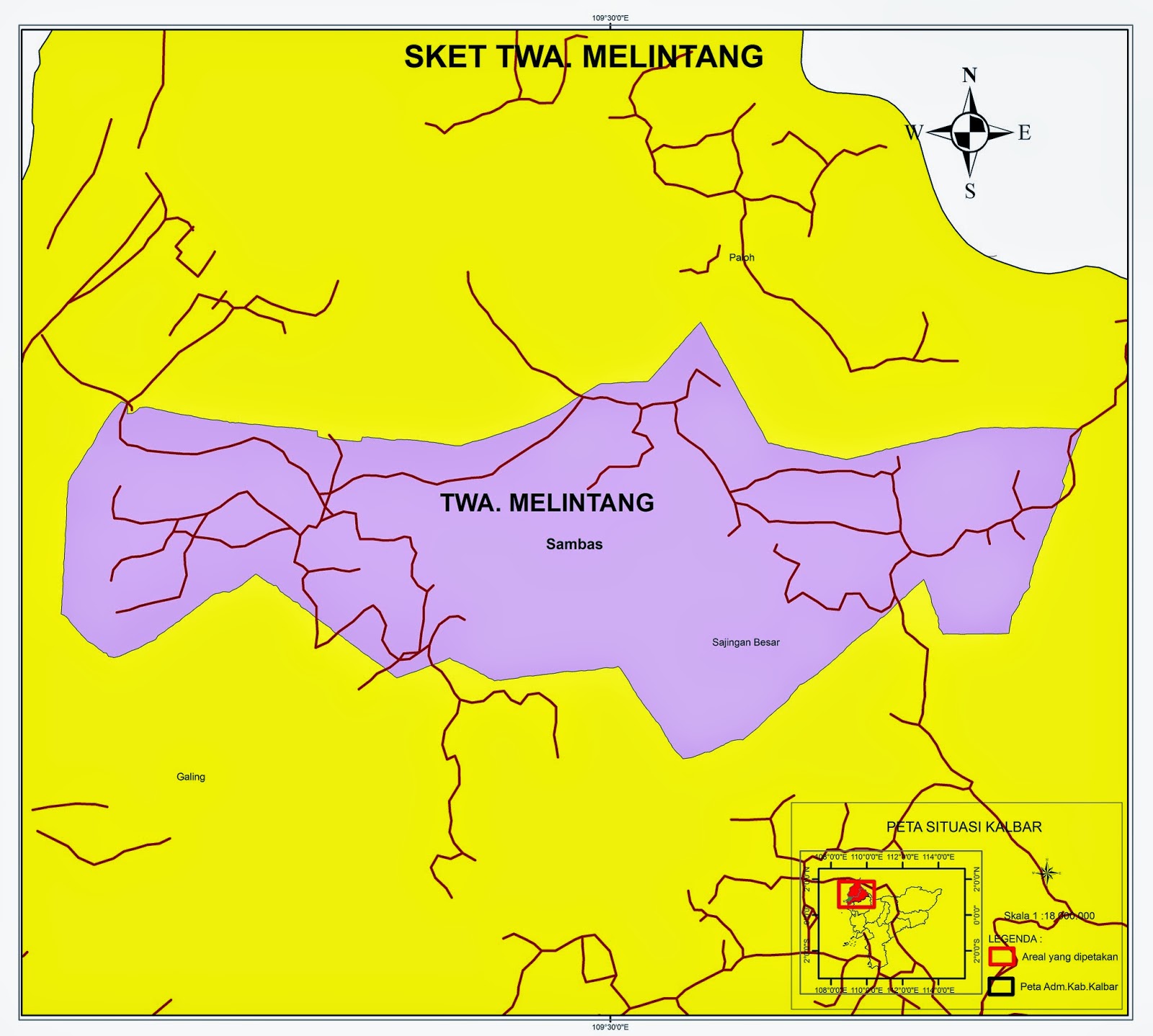 Sketsa TWA Gunung Melintang. Sumber: BKSDA Kalbar