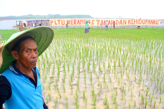 Khomaidi tidak akan mundur dalam perjuangan mempertahankan lahan pertanian miliknya. Foto: Tommy Apriando