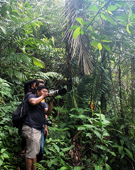 Stenly Pontolawokang, salah satu pengiat satwa liar melalui fotografi di Kepulauan Sangihe, Sulawesi Utara. Foto : Agustinus Wijayanto