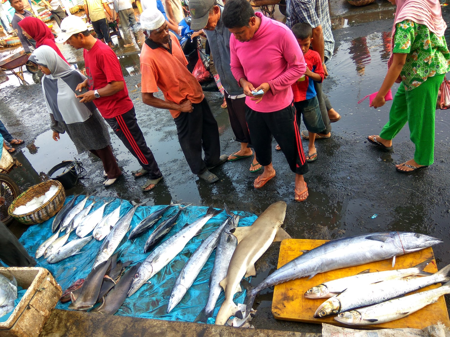 Suasana penjualan ikan oleh nelayan di Pangkalan Pendaratan Ikan (PPI) Pasiran, Pulau Sabang, Aceh pada Minggu (01/05/2016). Foto : M Ambari