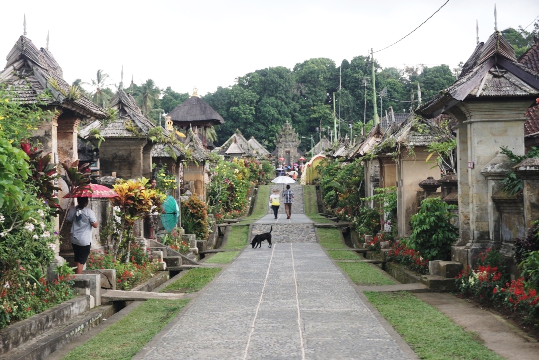 Suasana asri di jalan utama Desa adat Penglipuran. Kecamatan Bangli, Kabupaten Bangli, Bali. Foto : Anton Muhajir