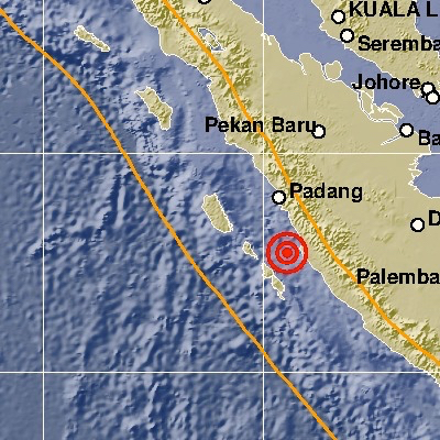 Titik pusat gempa. Sumber: BNPB