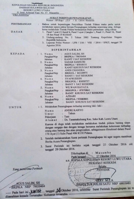 seko-ni2-surat-penangkapan-andri-karyo-dokumentasi-perkumpulan-wallacea