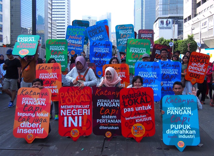 Peringatan Hari Pangan Sedunia 2016 yang mengingatkan kembali pemerintah akan makna kedaulatan pangan. Foto: Dok. Aliansi Desa Sejahtera