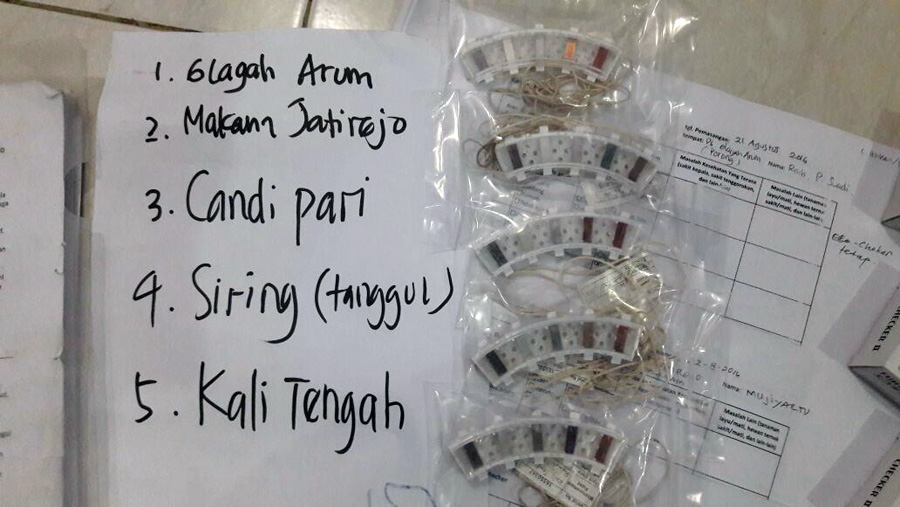Alat eco checker yang dipakai untuk mengukur kualitas udara di Porong dan sekitarnya terhadap dampak gas dari semburan lumpur Lapindo. Foto: Dok. Walhi Jatim