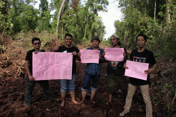 Gerakan Rakyat Aceh Menggugat (GeRAM) menyerukan pentingnya penyelamatan Suakamarga Rawa Singkil dari perambahan. Foto: Junaidi Hanafiah
