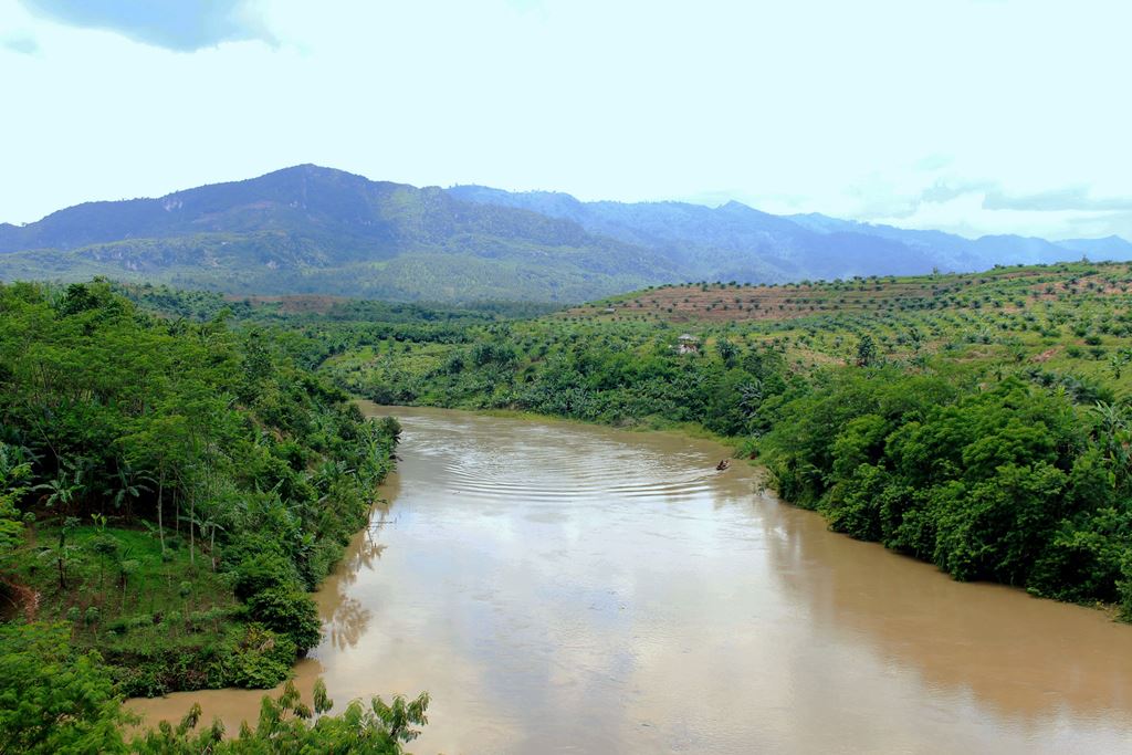 Kondisi Daerah Aliran Sungai (DAS) Citarum, Jawa Barat, yang banyak alih fungsi lahan oleh perkebunan sawit. Foto : Dony Iqbal