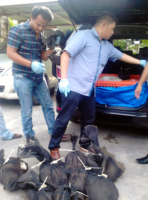Polisi kala mencurigai minibus dan menemukan trenggiling. Foto: Lili Rambe