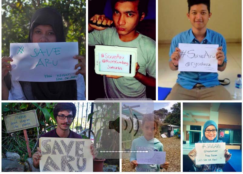Para pendukung gerakan Aru menyebarluaskan berbagai foto dengan tagar #SaveAru pada media sosial.