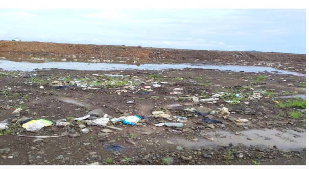 Pantai Tembok Berlin, berubah jadi daratan dan banyak sampah. Foto: Natalia Yewen/ Mongabay Indonesia 