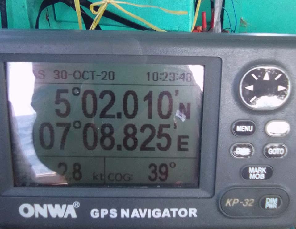 Titik koordinat nelayan saat temukan rombon berbendera Vietnam. Foto: Yogi Eka S/ Mongabay Indonesia 