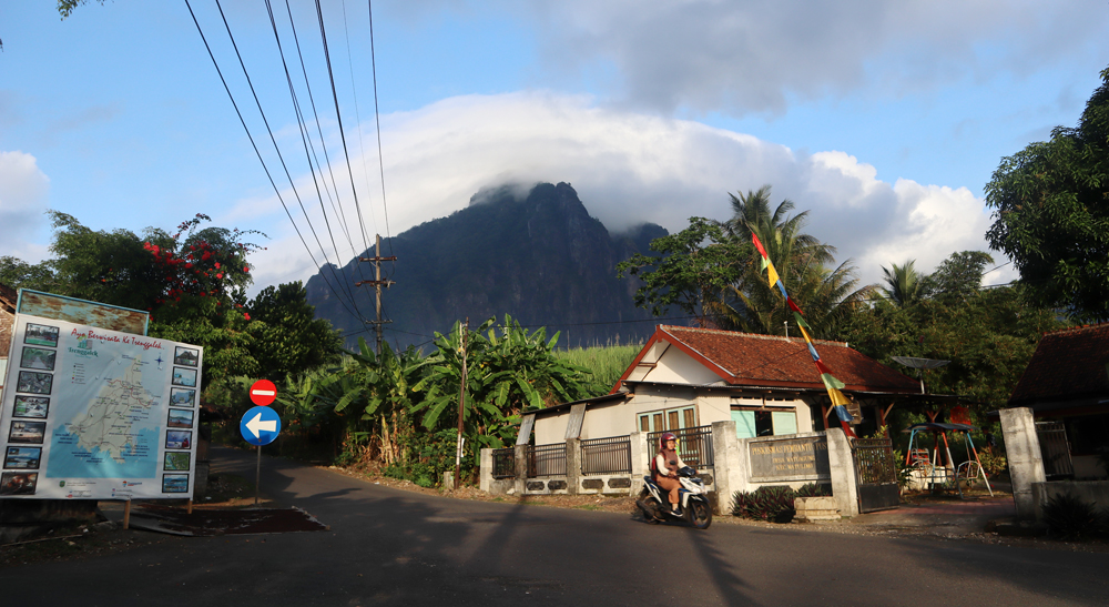 Rencana penambangan emas oleg PT. SMN dikhawatirkan mengganggu ekosistem karst yang banyak bertebaran di Kabupaten Trenggalek. Tampak salah satu pegunungan karst di Kecamatan Watulimo, Kabupaten Trenggalek. Foto: Widya Andriana
