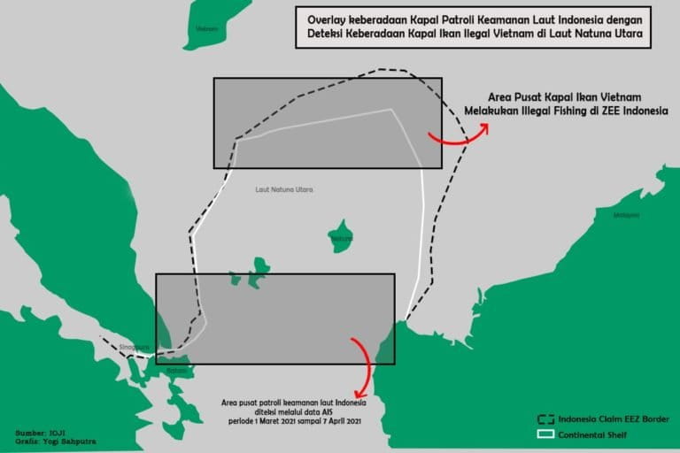 Infografis sebaran kapal ikan yang ditangkap KKP periode Januari sampai 15 April 2021. Terdapat 72 unit kapal ikan yang ditangkap, 12 diantaranya kapal asing, 60 unit kapal Indonesia. Sumber: KKP 