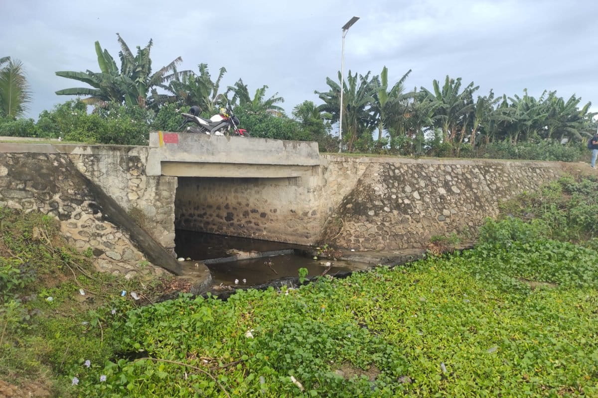 Sungai yang sudah tercemari air lindi,ternyata bermuara ke Danau Limboto yang merupakan danau terbesar di Gorontalo. Foto: Sarjan Lahay/Mongabay Indonesia)