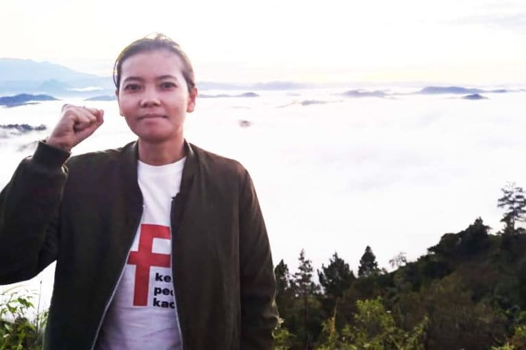 Agustina Pandiangan. Perempuan Adat Pandumaan Sipituhuta, pendiri 'So[o Baca Haminjon'. Foto: Barita Nes L/ Mongabay Indonesia