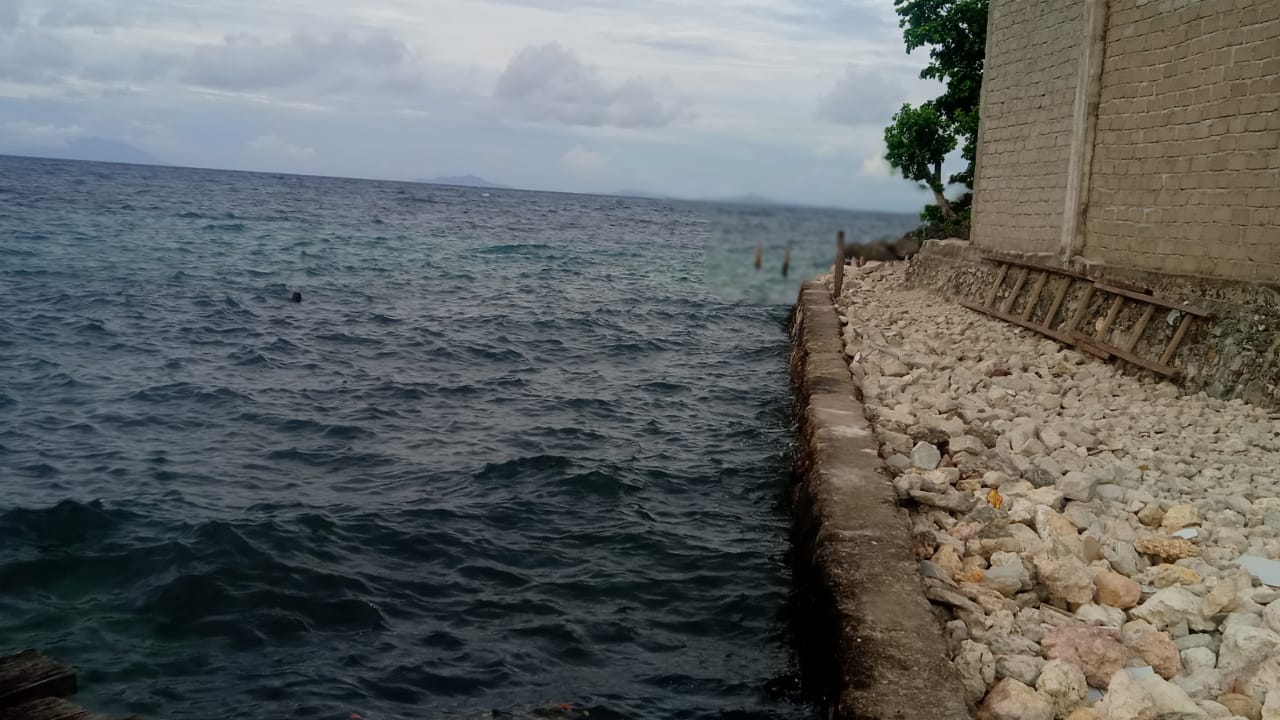 Warga yang punya dana, bisa bangun tembok di dekat rumahnya tetapi kebanyakan warga tak bisa berbuat apa-apa dan harus merelakan rumah mereka kebanjiran. Foto: Mahmud Ichi/ Mongabay Indonesia