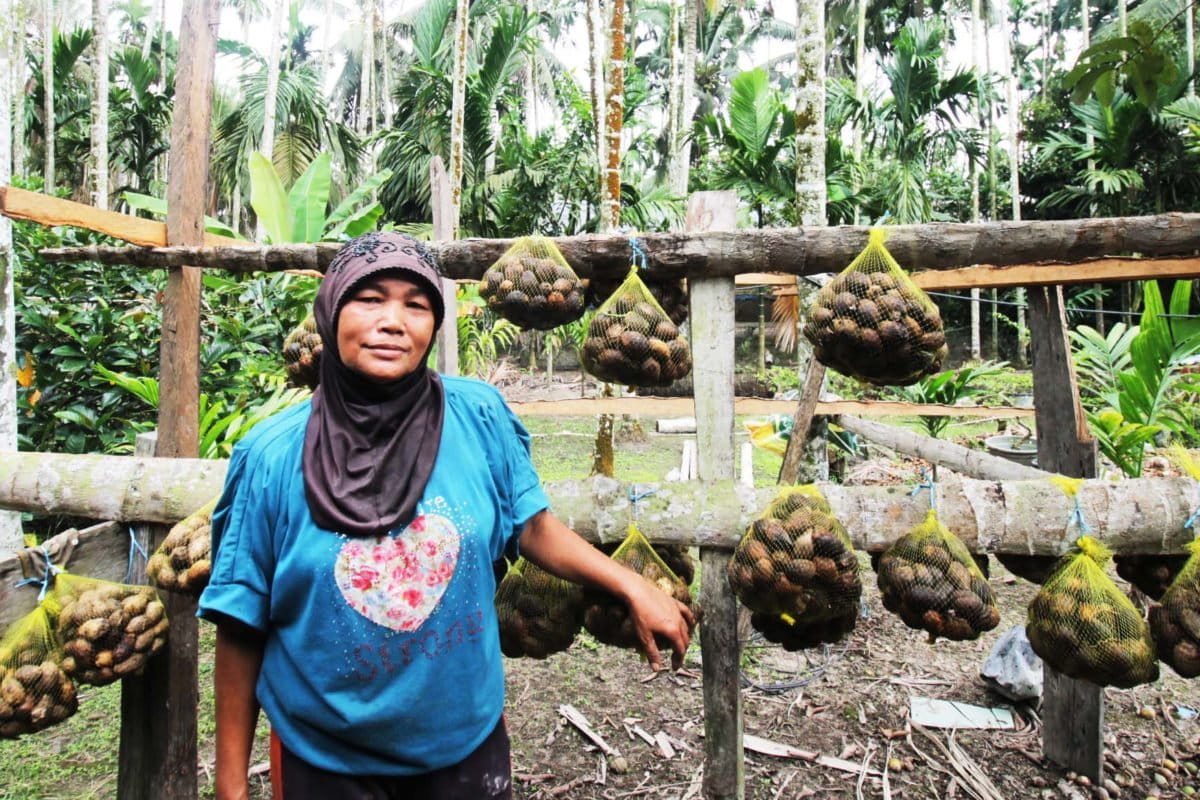 Martina usai menjemur pinang. Foto: Elviza Diana/ Mongabay Indonesia
