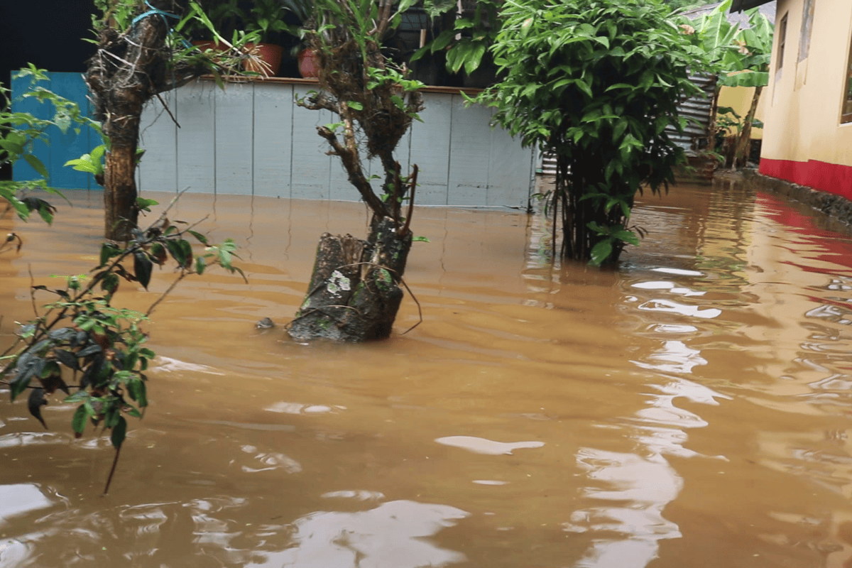 Banjir di Desa Halong, pesisir pantai di Ambpn. Foto: Chris Belseran/ Mongabay Indonesia