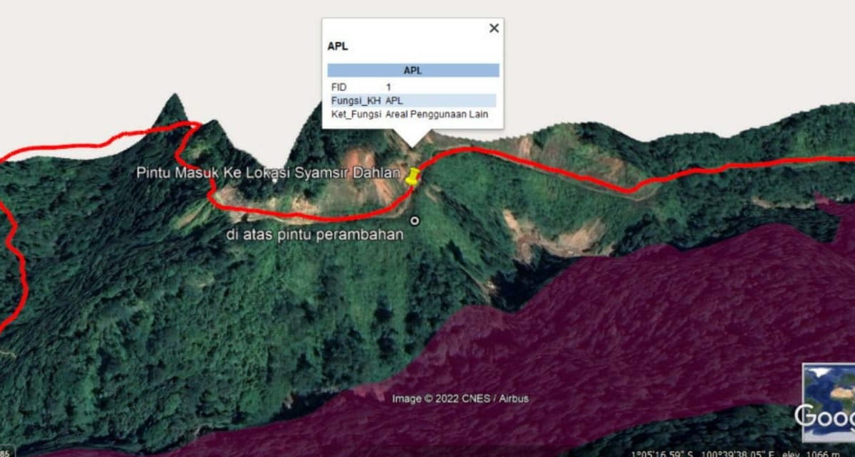 Jalur pembangunan jalan du Sumbar, yang melalui kawasan konservasi Suaka Margasatwa Arau Hilir. Foto: Walhi Sumbar