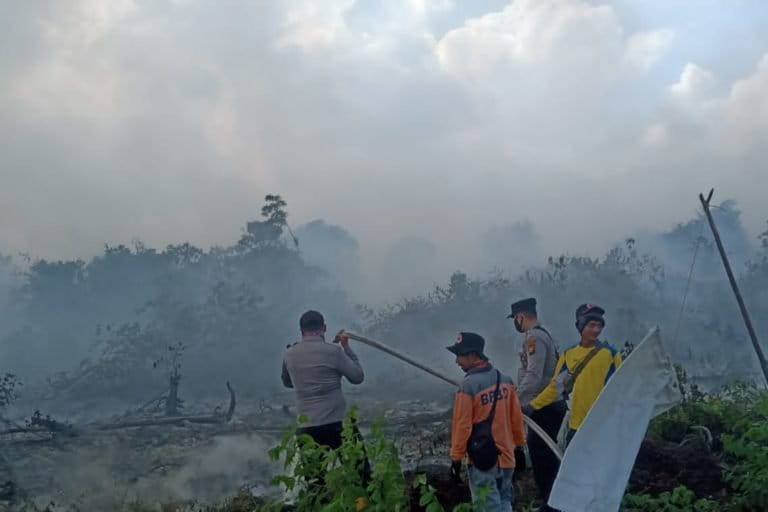Kebakaran hutan dan lahan di Riau, sudah meluas ke seluruh kabupaten kota. Rokah Hilir, salah satu yang alami karhutla cukup luas. Foto: BPBD Rokan Hilir