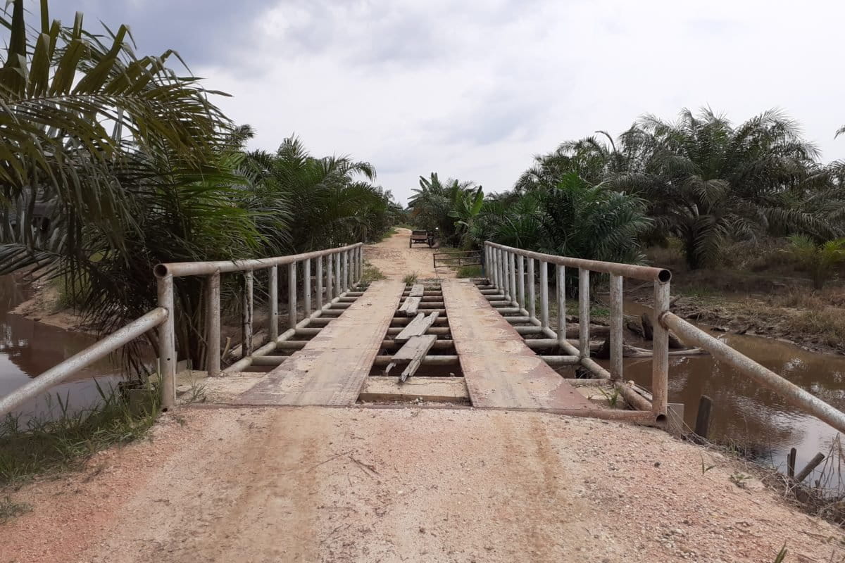 embatan penghubung antar perkebuannan sawit dan perkampungan. Foto: Suryadi/ Mongabay Indonesia