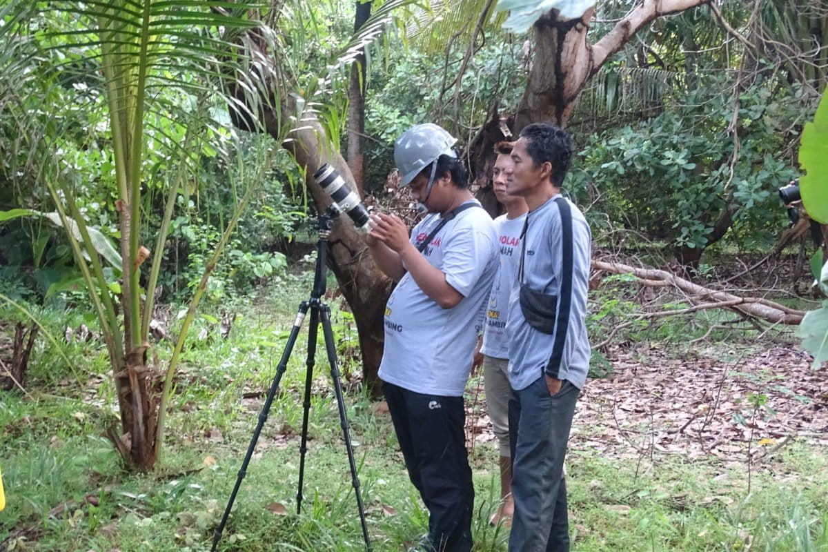 Wisatawan di Pulau Masakambing, mengamati burung, antara lain, kakatua kecil jambul kuning. Foto: M Tamimi/ Mongabay Indonesia