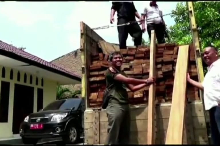 Kayu damar curian yang berhasil diamankan. Foto: Ayat S Karokaro/ Mongabay Indonesia