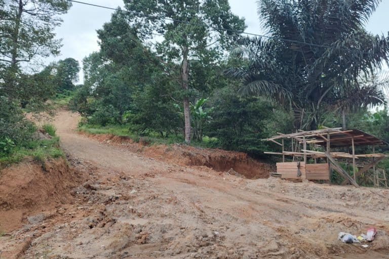Jalan menuju tambang batubara ilegal yang diprotes warga. Foto: Abdallah Naem/ Mongabay Indonesia