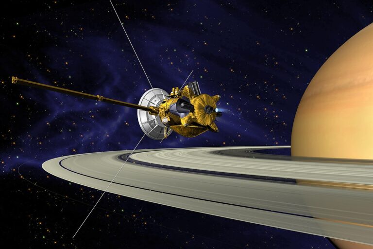 Cassini saat memasuki orbit Saturnus | Gambar oleh NASA