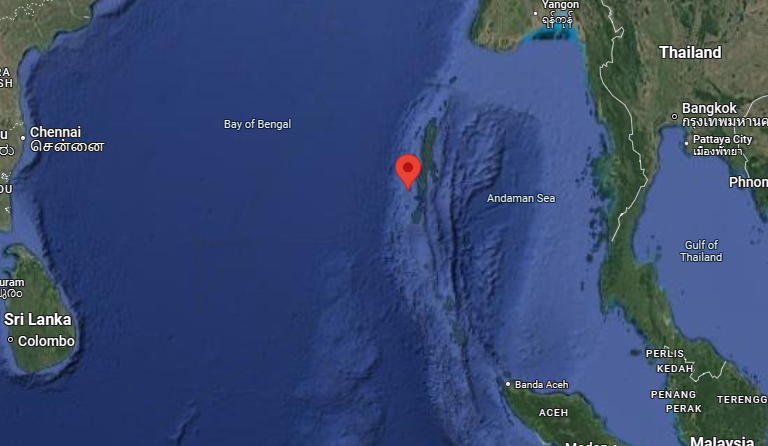 Titik lokasi pulau North Sentinel | Google Map