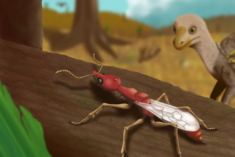 Ilustrasi tentang bagaimana rupa spesies semut purba ini. Oleh Diego Matiello