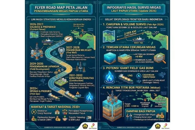 Peta jalan pembangunan blok migas Northern Papua. Dokumentasi: Dinas ESDM Provinsi Papua