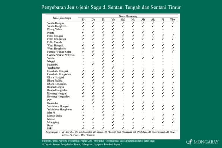 Beragam jenis-jenis sagu yang ada di Distrik Sentani, Kabupaten Jayapura. 